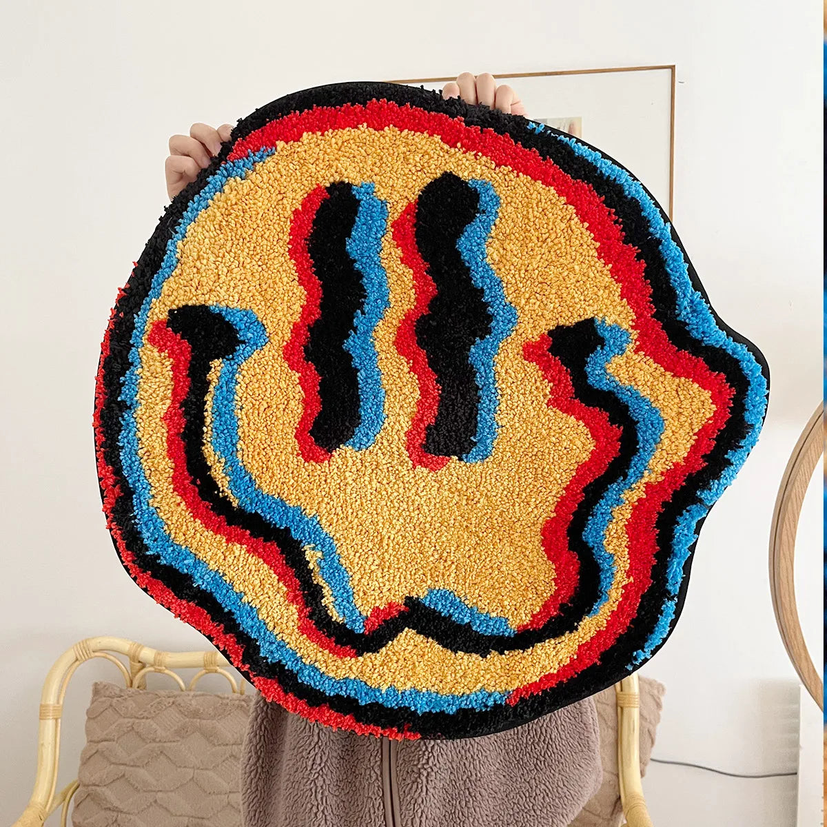 Trippy Smiling Rug - Unique Tufted Design | Ideal Friend Gift | Geeky Bedroom Rug | Home Decor with TPR Non-Slip Backing
