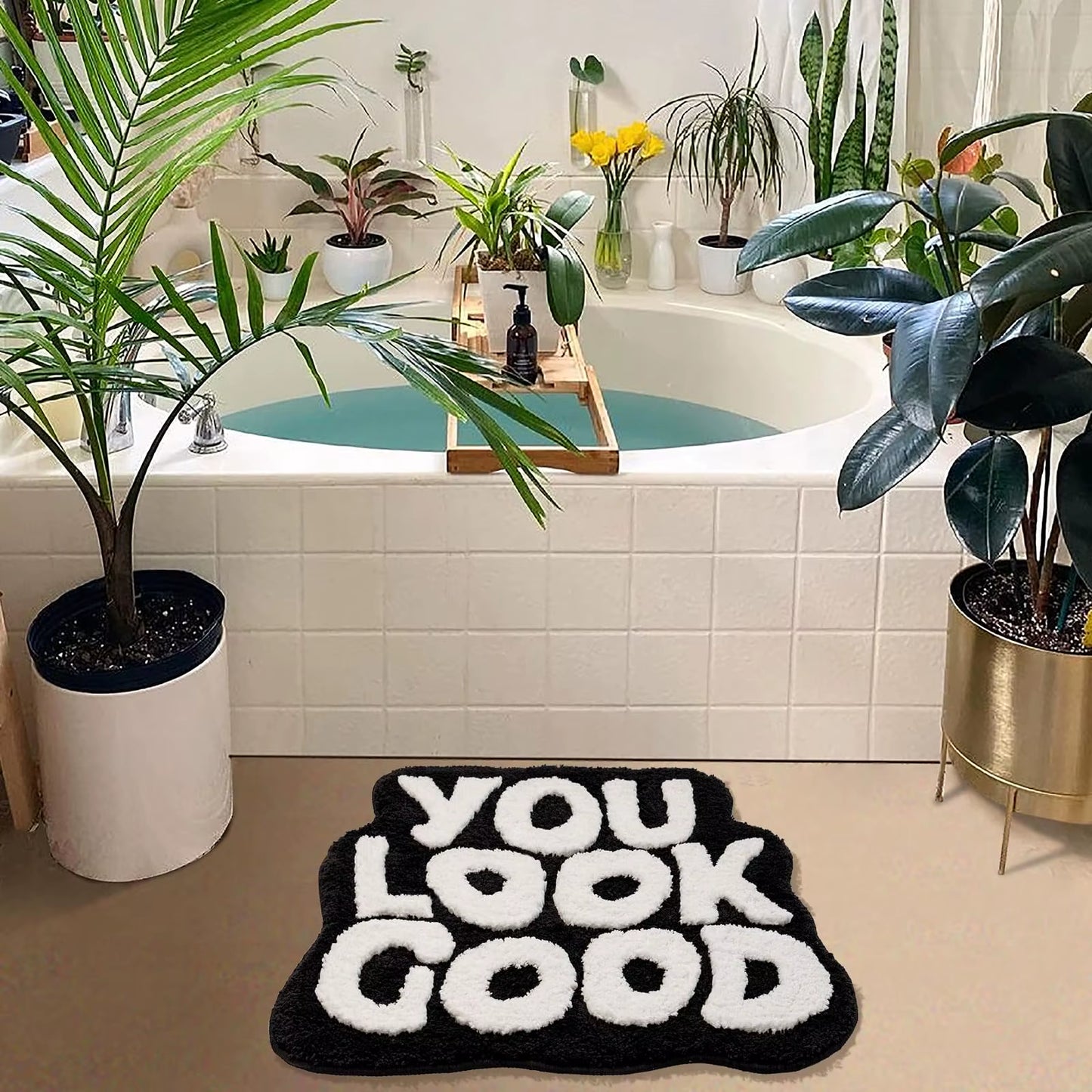 You Look Good Bath Mat Hot Pink Bathroom Rugs Funny Cute Bathroom Decor Preppy Small Cool Rug Non Slip Microfiber Washable