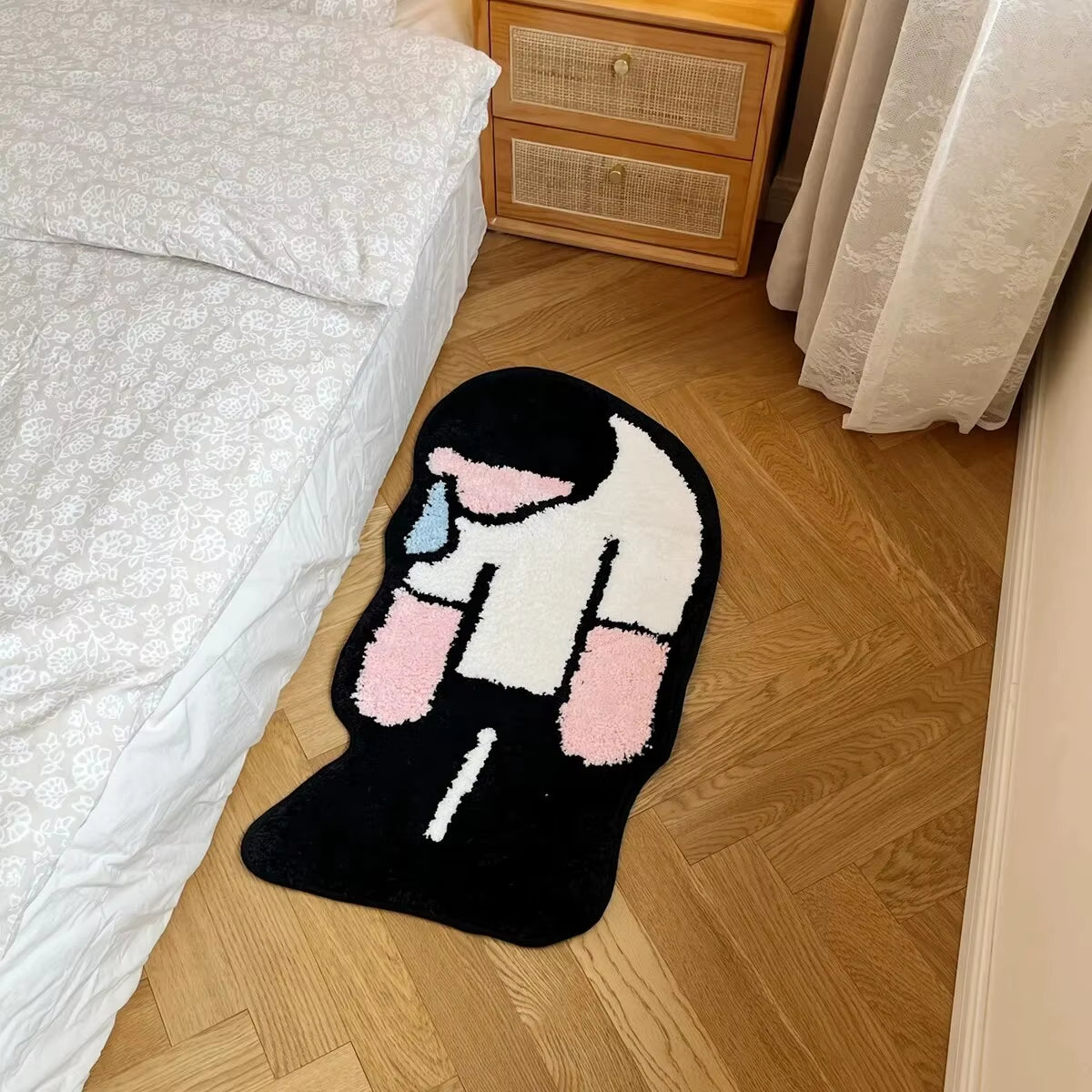 Tufting Sadness Man Rug Doormat Floor anti Slip Pad Bathroom Soft Plushy Rug Bedroom Bedside Carpet Funny Home Room Decor