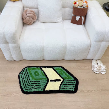 Cartoon Dollar Green Tufted Rug Bathroom Mat Bathmat Rug Carpet Entrance Doormat Floor anti Slip Foot Pad Aesthetic Home Decor