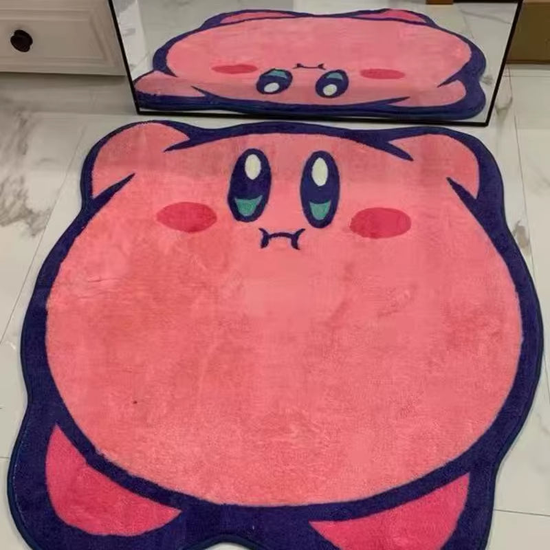 Kirby Design Carpet Cartoon Computer Desk Bedroom Imitation Cashmere Cute Floor Mat Machine Washable Girl Room Bedside Blanket