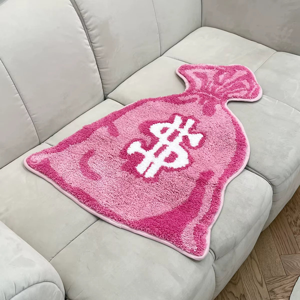 Wallet Shape Tufted Rug Pink Gril Room Anti-Slip Trippy Bedroom Handmade Flocking Rug Carpet Living Room Entrance Rug Home Decor