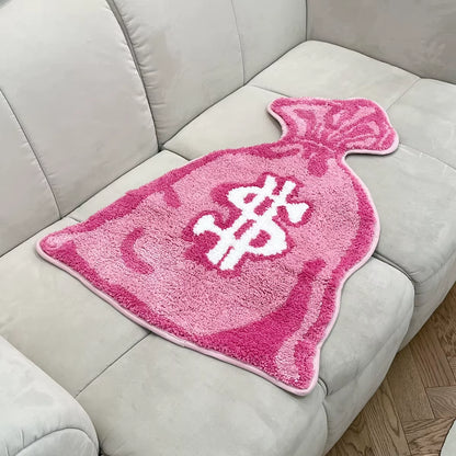 Wallet Shape Tufted Rug Pink Gril Room Anti-Slip Trippy Bedroom Handmade Flocking Rug Carpet Living Room Entrance Rug Home Decor