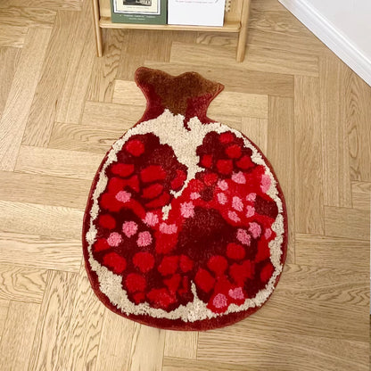Pomegranate Shaped Tufted Rug Decorative Living Room Carpet Bedroom Area Modern Cute Trendy Cool Thickened Luxury Cloakroom Mat