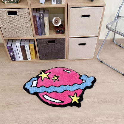Hot Selling Pink Planet Tufted Rug Living Area Bedroom Flooring Mat Fluffy Washable Anti Slip Room Home Decor Nursery Carpet Pad