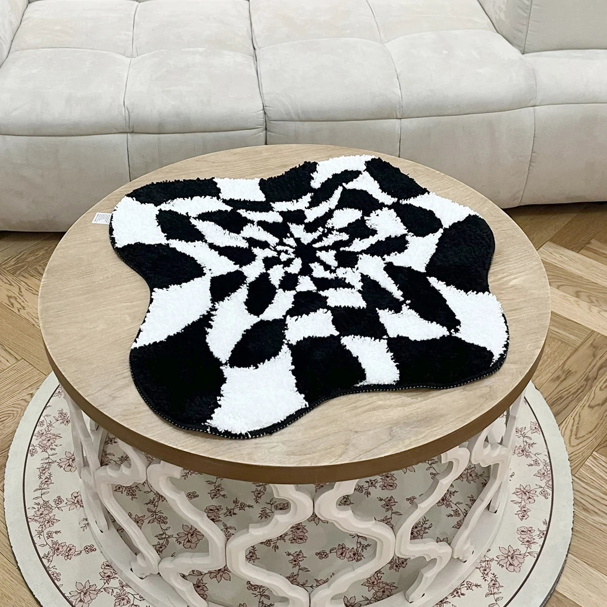 Abstract Checkered Tufted Rug