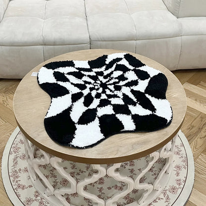 Abstract Checkered Tufted Rug