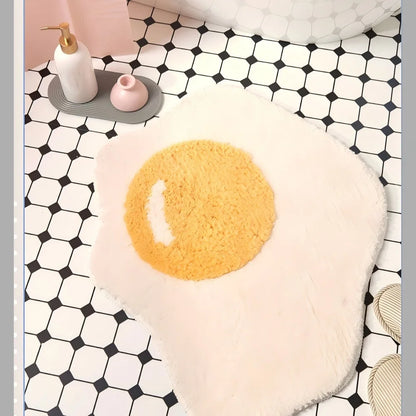 VIKAMA Cartoon Poached Egg Carpet Bedside Blanket Absorbent Bathroom Floor Mat Living Room Sofa Coffee Table Rug Home Decoration