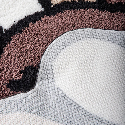 Smiling Face Tufted Rug Flower Art Rug for Bedroom Living Room Retro Rainbow Fluffy Bathroom Smile Rug Nonslip Mat Home Decor