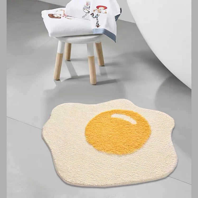 VIKAMA Cartoon Poached Egg Carpet Bedside Blanket Absorbent Bathroom Floor Mat Living Room Sofa Coffee Table Rug Home Decoration