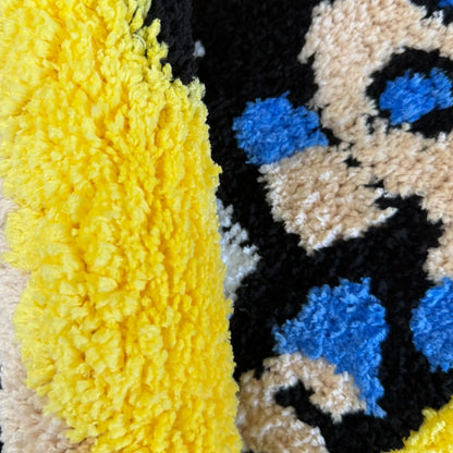 Yellow "DON'T SMOKE" Character Tufted Rug, Trendy Graphic Home Decor, Non-Slip Floor Mat for Bedroom Living Room