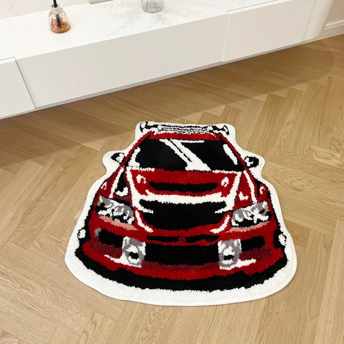 LAKEA Red Enthusiast Racing Car Shaped Tufting Rug Soft Tufted An-slip Floormat Feet Mat Carpet Entrance Doormats Absorbent