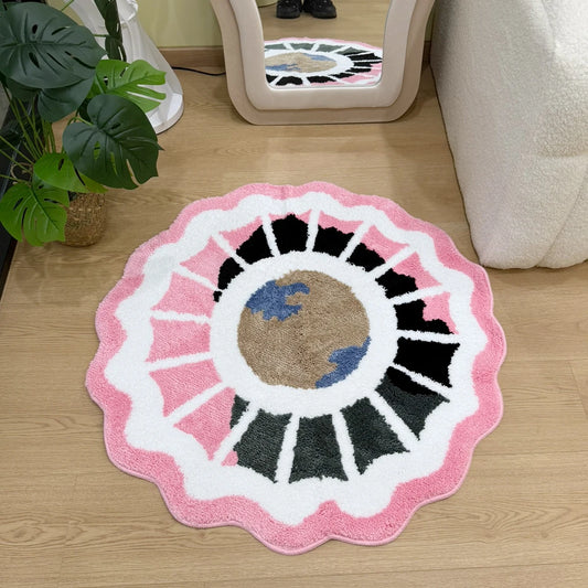 Globe Pattern Tufted Rug