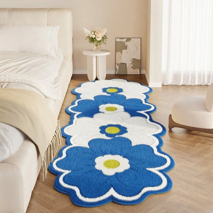 Flower Pattern Bedroom Decor Pink Carpet Thick Plush Bedside Floor Mat Irregular Shapes Carpets for Living Room Fluffy Soft Rug