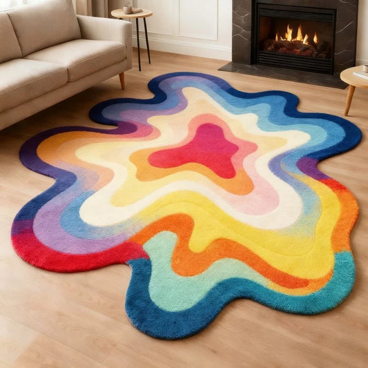 Dopamine Color Bedroom Decor Carpet Abstract Art Carpets for Living Room Fluffy Soft Lounge Plush Rug Home Irregular Floor Mat