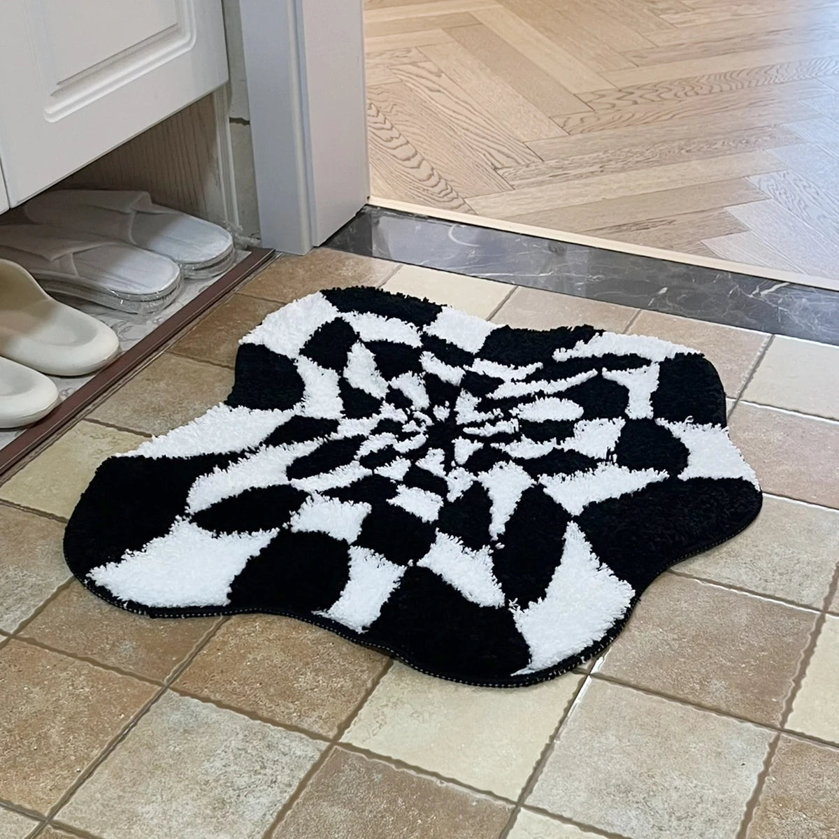 Abstract Checkered Tufted Rug