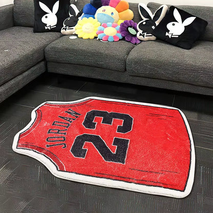 Creative Basketball Jersey Carpet Cloakroom Lounge Bedroom Bedside Rug Irregular Jerseys Design Floor Mat Living Room Home Decor