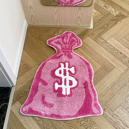 Wallet Shape Tufted Rug Pink Gril Room Anti-Slip Trippy Bedroom Handmade Flocking Rug Carpet Living Room Entrance Rug Home Decor