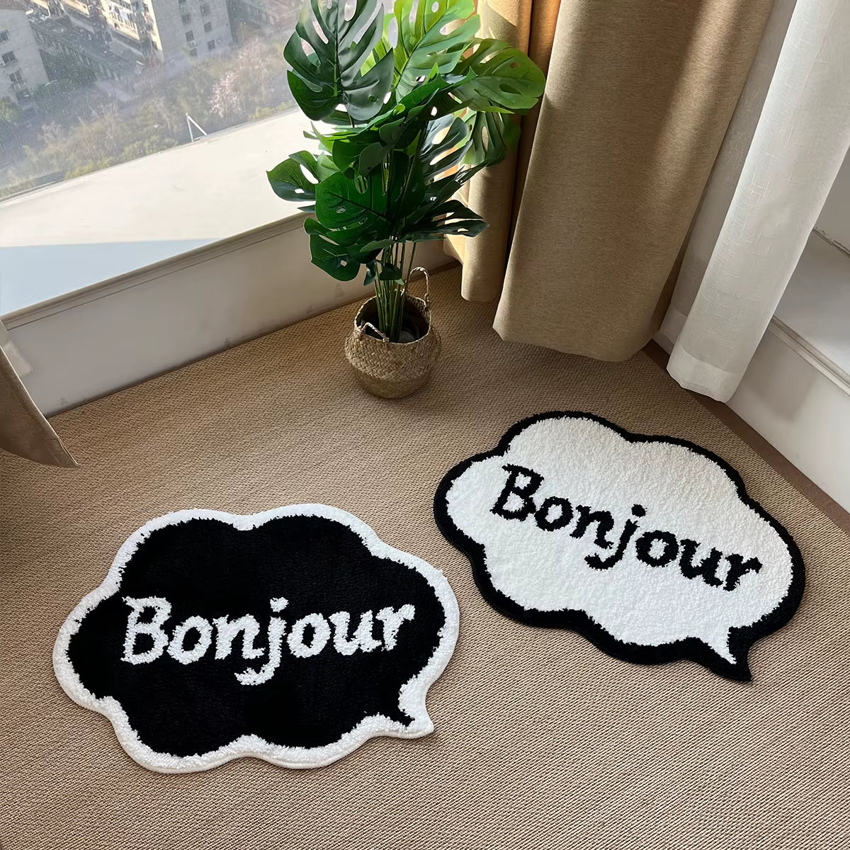 Bonjour Cute Rug Black and White Soft Mat Water Absorbent Non-Slip Ins Hotsell Simple Bathroom Carpet Nordic Floor Mat