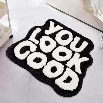 You Look Good Bath Mat Hot Pink Bathroom Rugs Funny Cute Bathroom Decor Preppy Small Cool Rug Non Slip Microfiber Washable