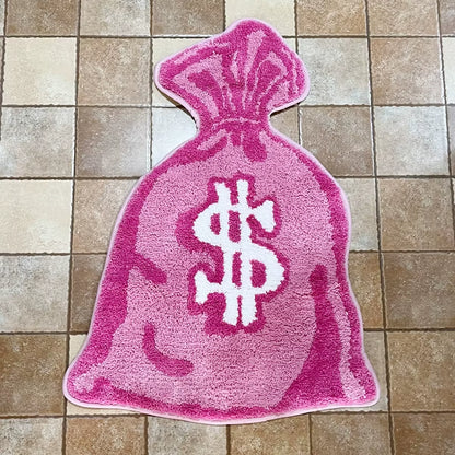Wallet Shape Tufted Rug Pink Gril Room Anti-Slip Trippy Bedroom Handmade Flocking Rug Carpet Living Room Entrance Rug Home Decor