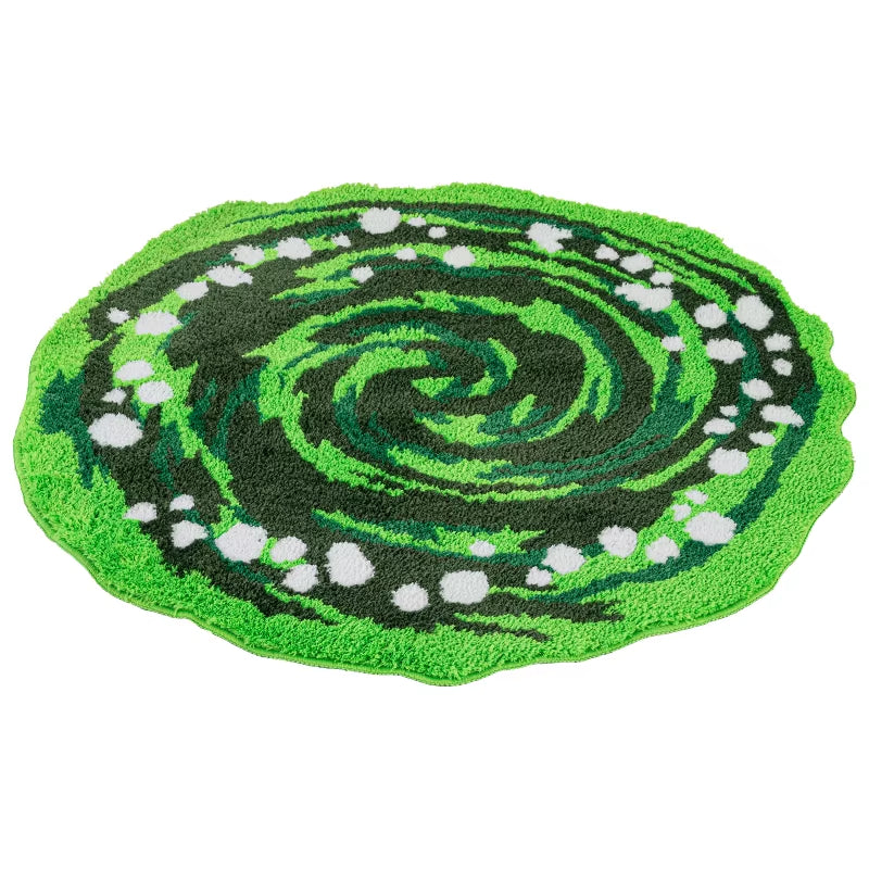 America Anime Green Portal Tufted Rug for Living Room Kid' Room Classic Cartoon round Soft Fluffy Area Rug Bath Mat Home Decor