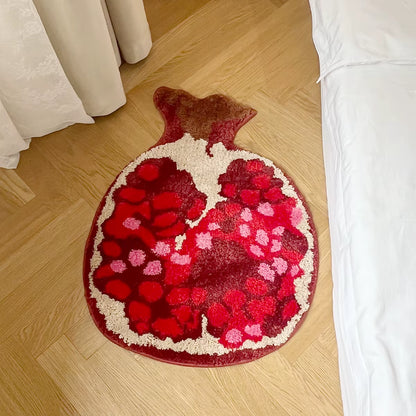 Pomegranate Shaped Tufted Rug Decorative Living Room Carpet Bedroom Area Modern Cute Trendy Cool Thickened Luxury Cloakroom Mat