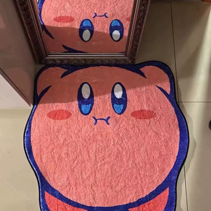 Kirby Design Carpet Cartoon Computer Desk Bedroom Imitation Cashmere Cute Floor Mat Machine Washable Girl Room Bedside Blanket