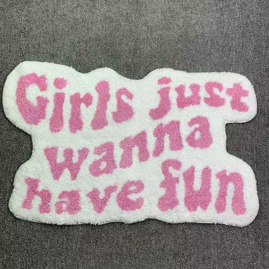 50X80Cm Irregular Shaped Pink Letters Individual Aesthetic Design Carpet Flocked Soft Room Door Mat Rug Three Styles Bedside Rug