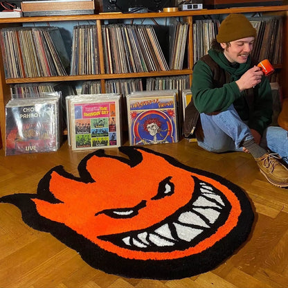 Tufted Handmade Spitfire Rug Cut Pile Rug for Funny Bedroom Cute Fun Bath Mat Non-Slip Abosrbent Floor Mat Home Room Decoration