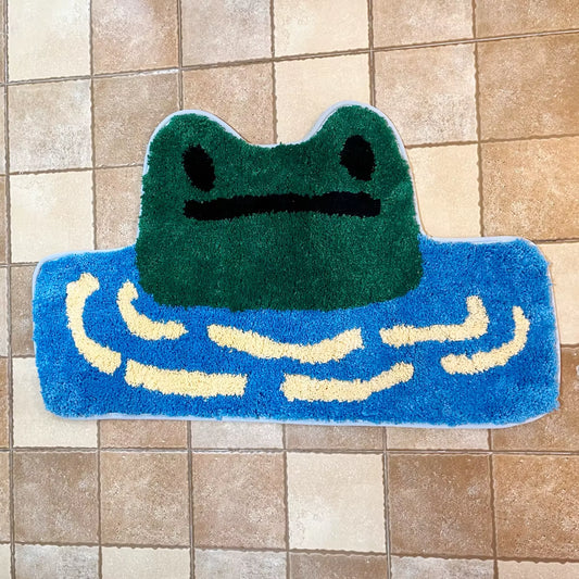 Frog Tufted Rug Funny Thickened Non Slip Foot Mat Hallway Porch Area Rug for Home Livingroom Door Mats Bathroom Rug Carpet